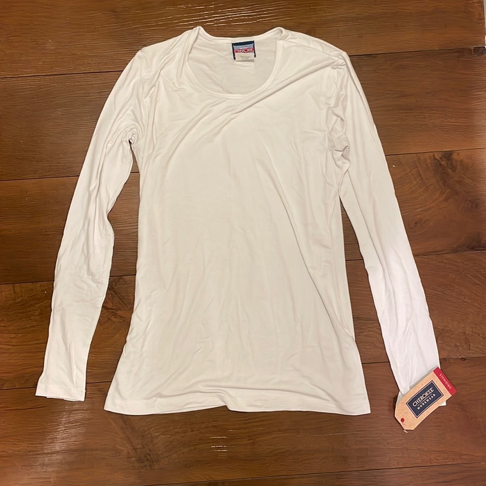 Women’s Cherokee underscrub long sleeve top, white, size small, new with tags!